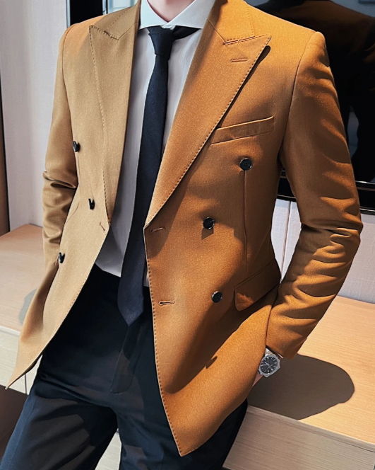 Giacca doppiopetto "Firenze" in cashmere e seta